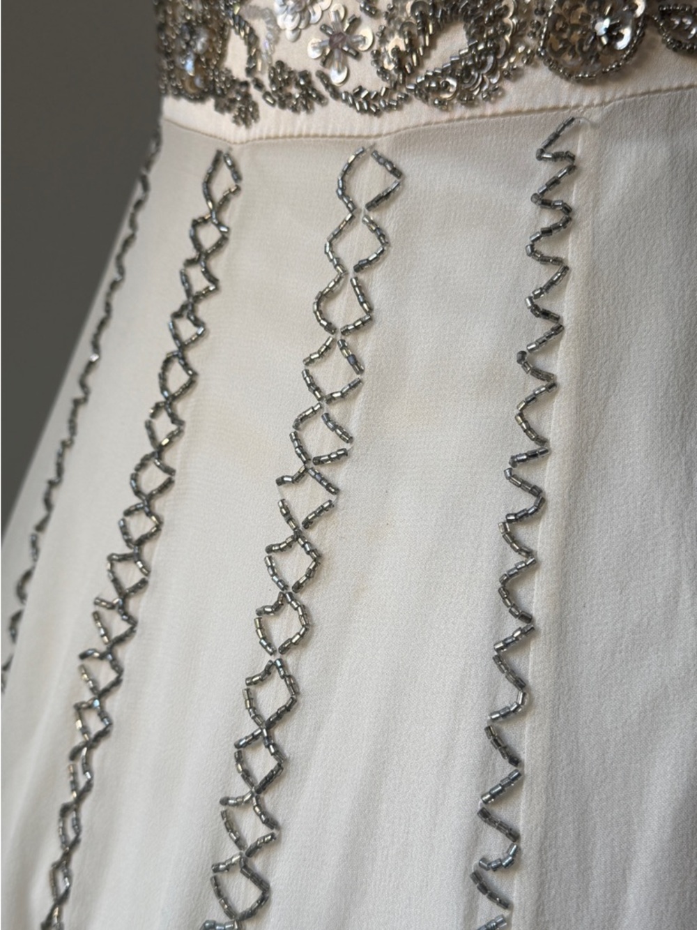 Sue Wong Ivory Halter Embellished Empire Waist Dress - Picture 9 of 12